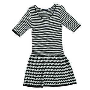 Freshman 1996 Black and White Zig Zag Sweater Dress